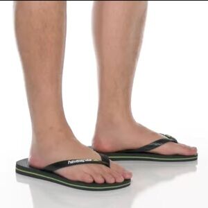 Havaianas Men’s Brazil Logo Flip Flop Sandal Olive Green